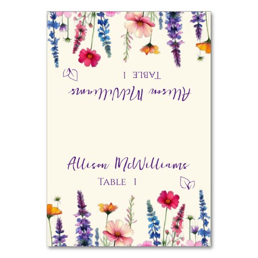 の結婚座席表 – ワイルドフラワー交響曲ベジタリアン- テーブルナンバー (正面)