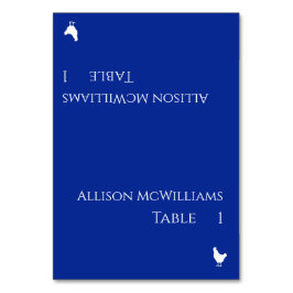 の結婚座席表 – 家禽のアイコン – 青と白 – テーブルナンバー