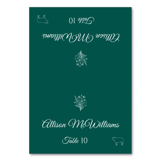 の結婚座席表 – 山花の優雅さ – 肉 –  テーブルナンバー (正面)