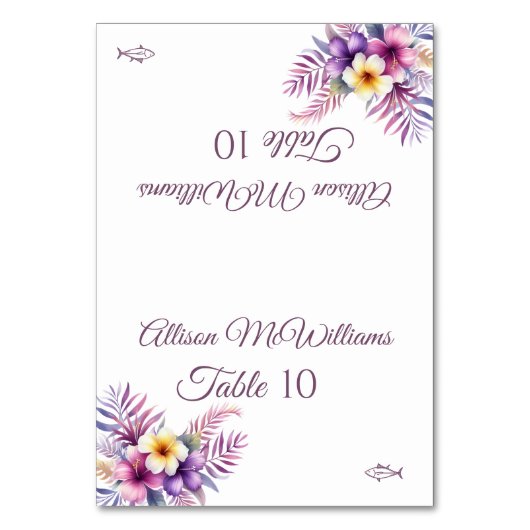 の結婚座席表 – 島ロマンスフィッシュのアイコン –  テーブルナンバー (正面)