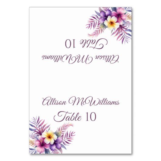 の結婚座席表 – 島ロマンスベジタリアン- テーブルナンバー (正面)