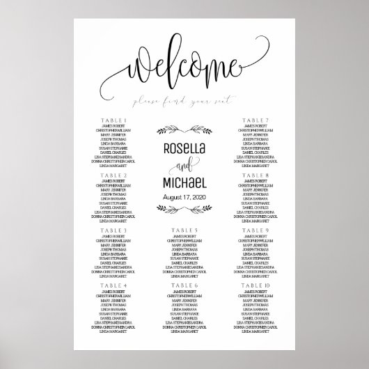 の結婚座席表 – 座席を見つけてください ポスター (正面)