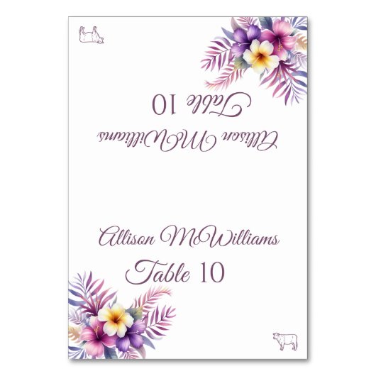 の結婚座席表 – 水の色の島ロマンスミート –  テーブルナンバー (正面)