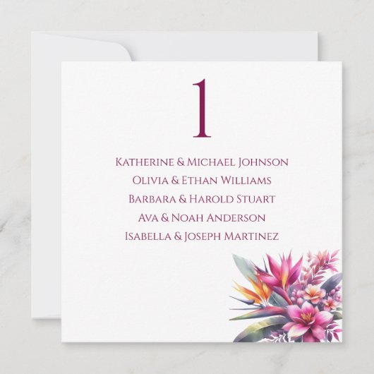 の結婚座席表 – 水彩熱帯ブリス 招待状 (正面)