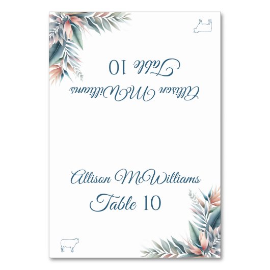 の結婚座席表 – 熱帯の夢 – 肉 –  テーブルナンバー (正面)