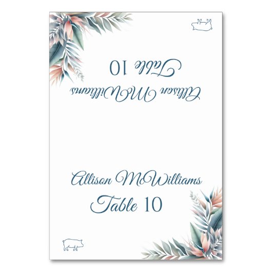 の結婚座席表 – 熱帯ドリーム – 豚肉アイコン –  テーブルナンバー (正面)