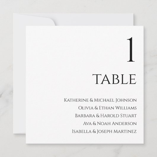 の結婚座席表 – 白黒 招待状 (正面)
