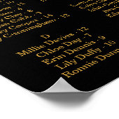 の結婚座席表、編集可能な背景色 ポスター (角)