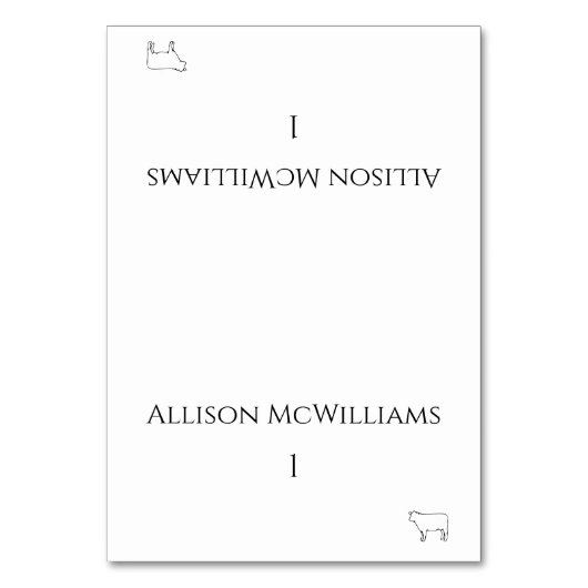 の結婚座席表 – 肉のアイコン – 白黒 テーブルナンバー (正面)