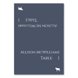 の結婚座席表 – 肉のアイコン – 青と白 テーブルナンバー