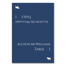 の結婚座席表 – 肉のアイコン – 青と白 テーブルナンバー