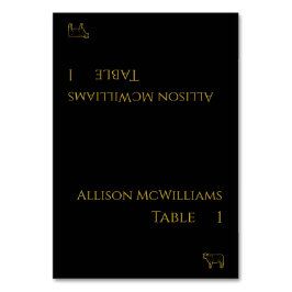 の結婚座席表 – 肉のアイコン – 黒と金ゴールド テーブルナンバー