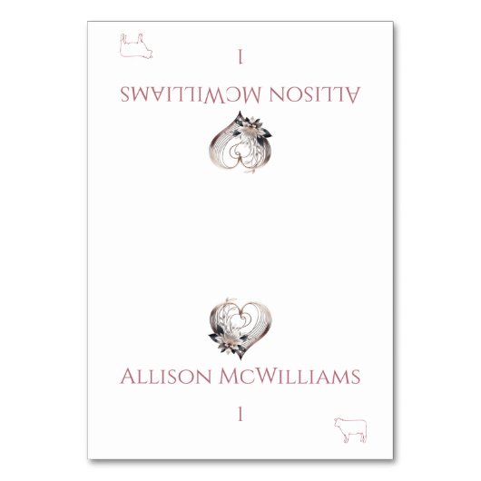 の結婚座席表 – 肉アイコン – ピンクハート テーブルナンバー (正面)