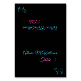 の結婚座席表 – 肉アイコン – 青とピンク – テーブルナンバー