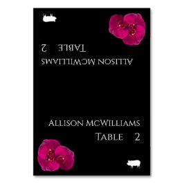 の結婚座席表 – 豚のアイコン – 黒の明るい赤紫色白 –  テーブルナンバー