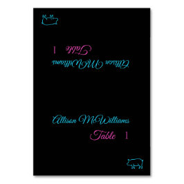 の結婚座席表 – 豚肉のアイコンブルーとピンク – テーブルナンバー