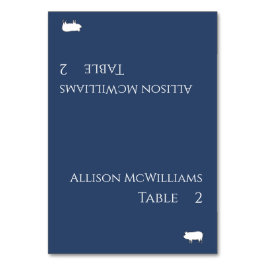 の結婚座席表 – 豚肉のアイコン – ダークブルーとホワイト テーブルナンバー