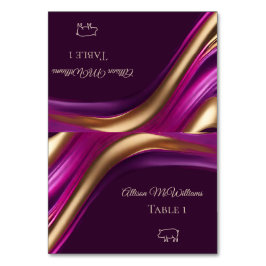 の結婚座席表 – 豚肉のアイコン – 紫の金ゴールド テーブルナンバー
