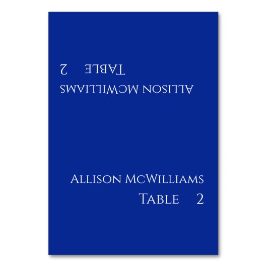 の結婚座席表 – 青と白 テーブルナンバー (正面)