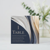 の結婚座席表 – 青モダン白金ゴールド- 招待状 (スタンド正面)