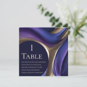 の結婚座席表 – 青モダン紫金ゴールド- 招待状 (スタンド正面)