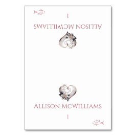 の結婚座席表 – 魚のアイコン – ピンクハート テーブルナンバー