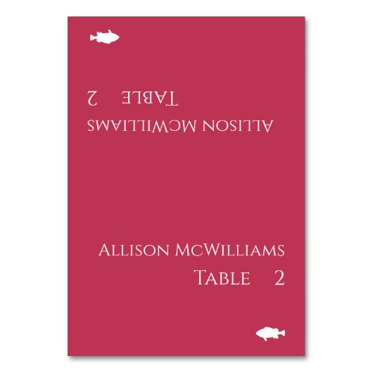 の結婚座席表 – 魚のアイコン – Vivaマゼンタ –  テーブルナンバー (正面)