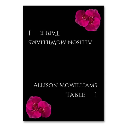 の結婚座席表- – 黒明るい赤紫色白 テーブルナンバー (正面)