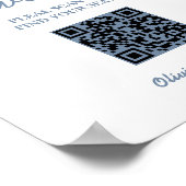 の結婚座席表QRコードほこりっぽい青い記号 ポスター (角)