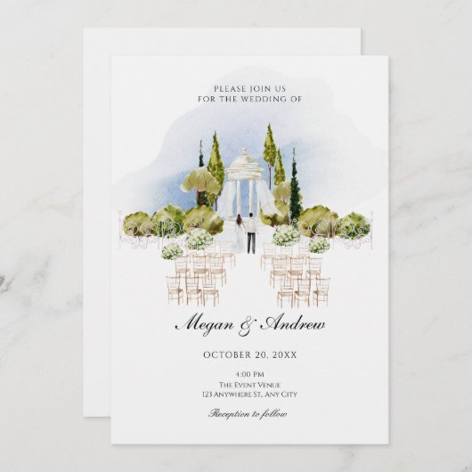 の結婚庭の装飾招待状 招待状 (正面/裏面)