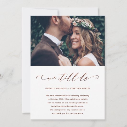 の結婚延期はまだ写真を撮っている 案内状 (正面)