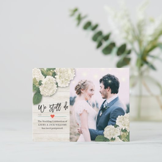 の結婚延期はまだ写真アジサイ 案内ポストカード (スタンド正面)