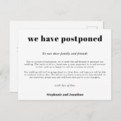 の結婚延期シンプルの文字体裁 案内ポストカード (正面/裏面)