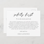 の結婚延期タイポグラフィ安全第1回COVID 案内ポストカード (正面/裏面)