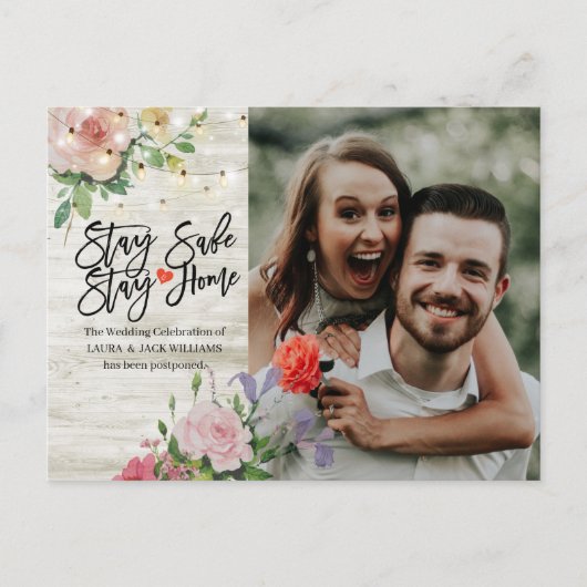 の結婚延期中止自宅とステイ・セーフ・フォト 案内ポストカード (正面)