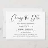 の結婚延期日の変更白黒 案内状 (正面)