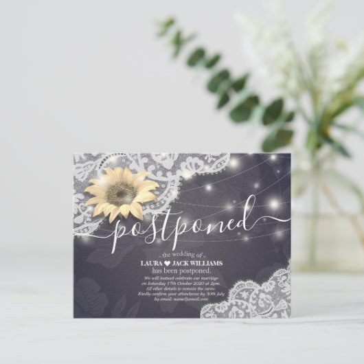 の結婚延期期間ひまわりの日を変更 案内ポストカード (スタンド正面)