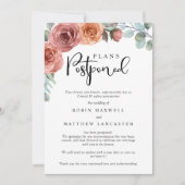 の結婚延期 – キャンセル – 計画の変更 招待状 (正面)