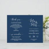 の結婚式典プログラムエレガントScript Navy Blue (スタンド正面)
