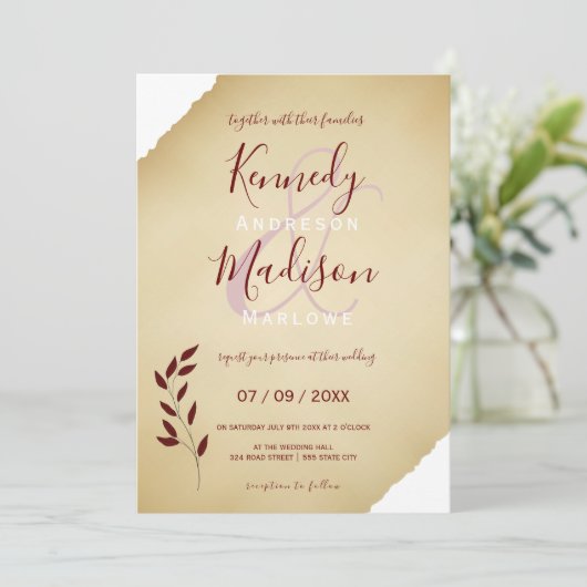 の結婚引き裂かれたセピア幾何学非バイナリ 招待状 (スタンド正面)