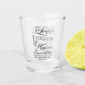 の結婚引用文デザイントースト新郎新婦 ショットグラス (正面)