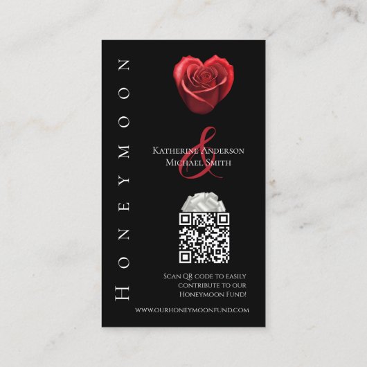 の結婚心臓登記簿の形をした赤いバラ 名刺 (裏面)