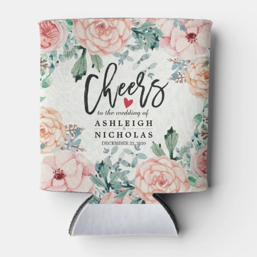 の結婚応援に水の色の花を愛エレガントする 缶クーラー (正面)