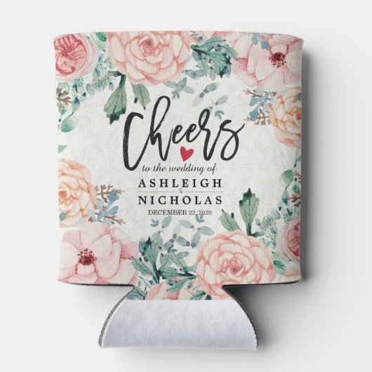 の結婚応援に水の色の花を愛エレガントする 缶クーラー (裏面)