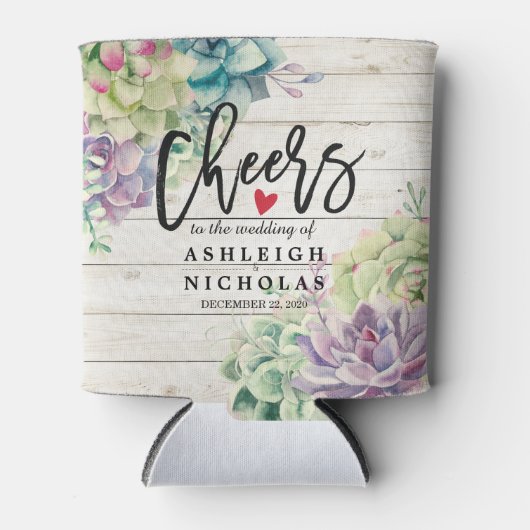 の結婚応援の多肉植物の木を愛す素朴る 缶クーラー (正面)