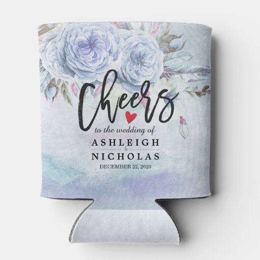 の結婚応援の水の色を愛する花の羽 缶クーラー (裏面)