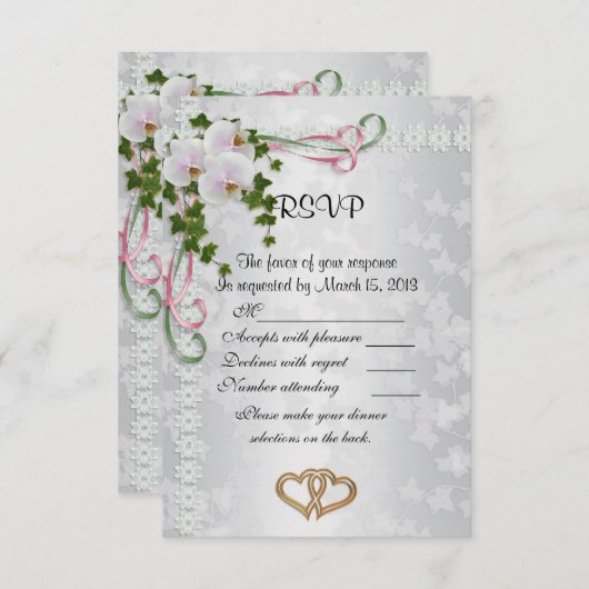 の結婚応答カーエレガントド 出欠カード (正面/裏面)