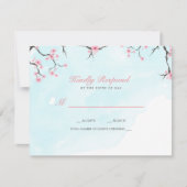 の結婚応答カード | 水彩さくらんぼ花 出欠カード (正面)