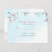 の結婚応答カード | 水彩さくらんぼ花 出欠カード (正面/裏面)