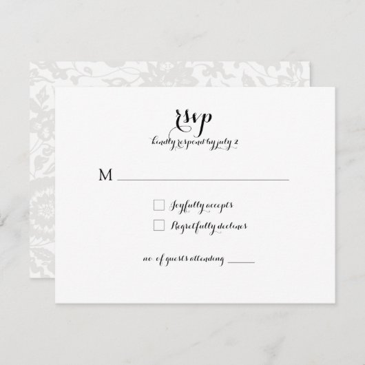 の結婚応答カードRSVP *モダンクラシック* 出欠カード (正面/裏面)